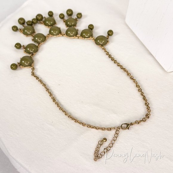 Vintage Olive Green Circle Bubbles Bib Necklace - Picture 6 of 6